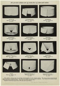 Various styles of men's collars, all linen, United States, circa 1900-10