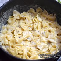 Creamy Farfalle White Sauce Pasta-10 min , instant butterfly pasta breakfast / dinner recipe