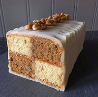 Coffee and Walnut Battenberg Cake