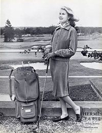 Hermès (Couture) 1958 Suit & Bag Golf, Fashion Photography