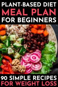 If you’re looking for tips on how to start a Plant-Based Diet to lose weight or eat healthier then check out this beginner’s guide to the Plant-Based Diet! You’ll find grocery lists and 90 simple clean eating recipes for breakfast, lunch, and dinner! With meal planning tips for healthy eating on a budget & a list of sources of protein, you’ll have everything you need to reach your weight loss & nutrition goals! #plantbased #vegan #healthy #cleaneating