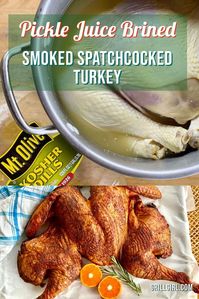 Pickle Juice is liquid gold for brining poultry! If you can’t find a gallon jar of this brining nectar of the Gods, make your own with the recipe below. Then, moisturize the bird with BBQ rub butter and smoke the turkey for the most moist, juicy and flavorful Turkey you have ever had! #smokedturkey #pelletsmokerrecipes #biggreenegg #christmasdinnerideas #newyearsdinnerideas #foodie #recipes #grillgirl #grillingmasterrecipes