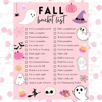 Introducing our Fall and Halloween Pink Bucket List - your ultimate companion to savor the magic of autumn! This beautifully designed and fully customizable template is a delightful way to plan and capture all the must-do activities during the fall season. From traditional favorites like apple picking and pumpkin carving to discovering new adventures like leaf-peeping hikes and cozy bonfire gatherings, this template ensures you won't miss a single moment of fall's charm. Immerse yourself in the autumn spirit with our visually appealing and seasonally inspired template that sets the tone for an unforgettable fall experience. Tailor the list to your preferences, adding your own unique activities and crossing off completed ones as you revel in the joy of each autumn endeavor. Discover an arra