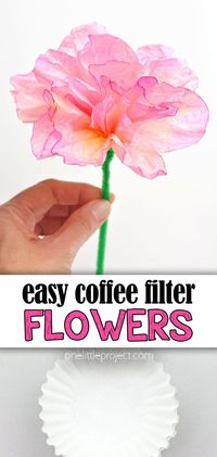 Coffee filter flowers painted with liquid watercolor paint are SO PRETTY and really easy to make! Such a fun summer craft for kids, tweens, teens, adults, and seniors. It's an easy craft that makes the perfect homemade gift for Mother's Day and looks great as a party decoration for baby showers and weddings.