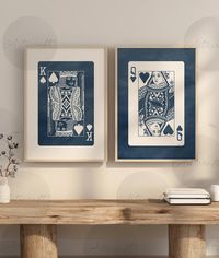 King and Queen Playing Cards Wall Art Set of 2 Prints Digital - Etsy