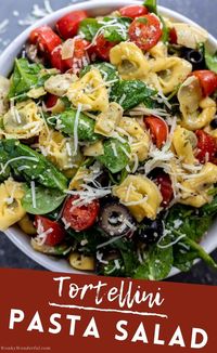 This Italian Tortellini Pasta Salad Recipe is great for summer barbecues, potlucks, picnics and parties. This no-mayo pasta salad is quick, easy, nutritious and vegetarian.