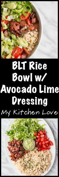 BLT Rice Bowl. A gf delicious twist on a classic sandwich! The BEST salad dressing. {ad}