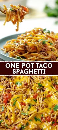 Taco spaghetti is a fragrant, spicy, juicy dish with an amazing aroma. It is made with garlic, onion, ground beef, canned tomatoes, taco seasoning, spaghetti, cheddar cheese, and parsley.