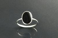 Oval Black Ring Sterling Silver Ring Ring With Flat Oval - Etsy