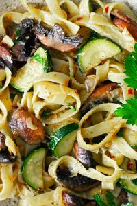 Zucchini and Mushroom Pasta - Kitchen On The Avenue