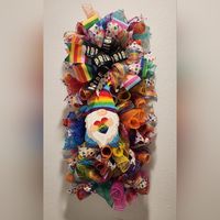 Handmade Wreath Swag Rainbow Gnome About 29"