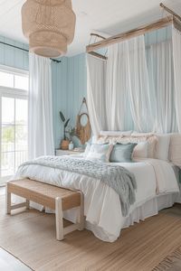 29 Light Blue Boho Bedroom Ideas 20