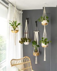 Macrame Plant Hangers 4 Pcs Boho Hippie Style