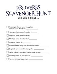 FREE Proverbs Bible Scavenger Hunt! Print and play this fun word scramble with your Children's Ministry, Sunday School, Christian School, or Homeschool. Kids can see how quickly they can search for different clues found in the book of Proverbs. This printable goes great with our Books of the Bible Children's Ministry Curriculum. Click the STOPWATCH to see more Bible Games For Kids!