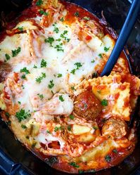 Cheesy Ravioli Meatball Casserole + VIDEO - Fit Slow Cooker Queen