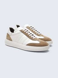 Beige and ivory white suede and calf leather sneakers | Brioni® GB Official Store