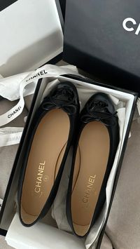 black chanel ballerina flats