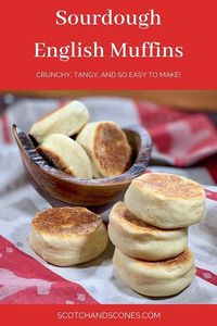 With their crunchy exterior and soft interior, these tangy, easy to make homemade English muffins made with sourdough starter discard will bring a smile to your face and your breakfast table!