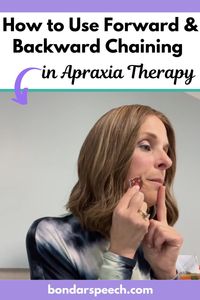 Chaining is an effective cueing technique in Apraxia therapy. It can be used to correct a distorted sound in a word or working on omission of initial and final sounds in a word. If you ar working with a student with childhood apraxia of speech, your client may struggling with these concepts. And backward and forward chaining can help. Here you will learn what forward and backward chaining is, how to use it in apraxia therapy and my step by step process for using forward and backward chaining.