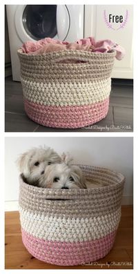 Laundry Basket With Handles Free Crochet Pattern