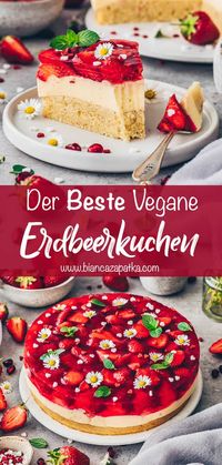 Der Beste Erdbeerkuchen (Einfach + Vegan) Dieser vegane Erdbeerkuchen mit Vanillepudding wird nach Omas Original Rezept ganz einfach ohne Eier, Butter und Milch gebacken und ist der perfekte Obstkuchen für den Nachmittag: fruchtige, saftige Erdbeeren mit Tortenguss und cremigem Pudding auf lockerem Kuchen-Boden - besser geht's nicht!