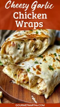 Craving a quick, cheesy delight? These Cheesy Garlic Chicken Wraps are the perfect combination of savory chicken, melted cheese, and garlic goodness. Easy to make and packed with flavor, they’re sure to become a household favorite. Surprise your taste buds – full recipe inside! #CheesyChickenWrap #GarlicChickenWrap #ChickenRecipes #EasyDinner #WrapRecipes #CheesyWraps #GarlicLovers #QuickMeals #EasyWraps #FamilyFavorite #DinnerIdeas #ChickenWraps #CheeseRecipes