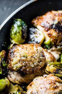 Chicken and brussels sprouts - does it get any more wholesome?! Tender, golden-seared chicken meets hearty brussels sprouts, cooked in a delicious garlic butter sauce. #theendlessmeal #chicken