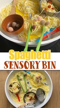 Spaghetti Sensory Bin - Happy Toddler Playtime