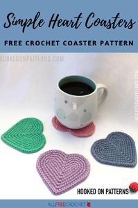 Spread Valentine's Day cheer with these adorable simple heart coasters you can use to decorate any room in the house! These cute coasters are easy to make and work great as a beginner crochet project.