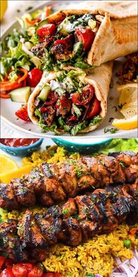 EASY DONER CHICKEN KEBABS (Baked or Grilled) bursting with exotic flavors that will have you drooling! Recipes for wraps or plates with Greek Yogurt Sauce! (+ VIDEO, how to freeze, how to make ahead) #recipes, #dinner #healthyrecipes #chicken#chickenrecipes #recipesfordinner #easyrecipe #easydinner #dinner #dinnerrecipes #dinnerideas #dinnertime #chickenwrapsv