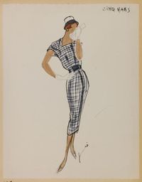 Carven P/E 1957 "Cinq-Mars". Croquis de la Maison.