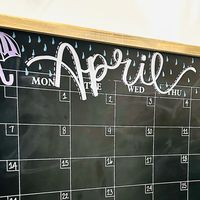 Hayley Cain | Instructional Coach on Instagram: "A P R I L ☔️ We are on Spring Break this first week of the rainy month. I’m craving sunshine but will have to wait! #chalkboardlettering #chalkboardcalendar"