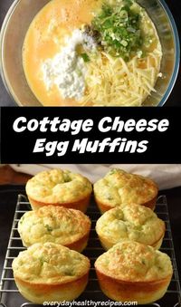 These cottage cheese egg muffins have a delicious, mildly tangy flavour and fluffy texture. In addition to the cottage cheese they also contain cheddar cheese for more depth of flavour. Easy to make, perfect for breakfast or as a satisfying snack. Delicious the next day, too! #cottagecheesemuffins #eggmuffins #healthybreakfast #lowcarbbreakfast #healthybreakfast #everydayhealthyrecipes