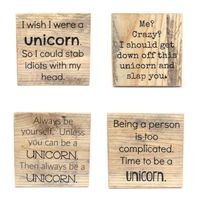 Unicorn Pallet wood coasters. Funny gift for mom coaster Gift Unique Wood coasters. Funny Coasters. Set of 4 Housewarming gift. Hostess gift by starlightwoods