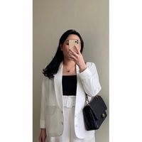 Monomolly Small and Big Sizes Long Sleeve Japanese Crepe Plain Blazer for Women | Shopee Malaysia