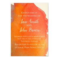 Peach orange watercolor modern art wedding boho invitation