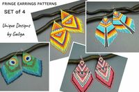 Beded Fringe Earrings Patterns Set DIY Beading Designs