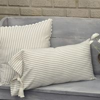 Farmhouse Ticking Taupe 12″ x 25″ Pillow Cover w/ Tie