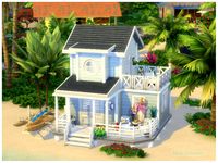 This is a small beach house in the beautiful world of Sulani. It has one bedroom and one Bathroom. It also has a small outdoor sitting area. Found in TSR Category 'Sims 4 Residential Lots'