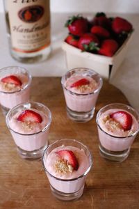 Make these delicious strawberry cheesecake pudding shots and wow your friends at your next summer barbecue! Get the recipe at The Sweetest Occasion.