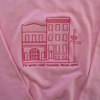 Shop thecliqueclothingco.com for more Lover designs.  ⭐We have a 2-5 week processing time on all of our clothing orders⭐ This design features Taylor's iconic apartment on Cornelia ST along with lyrics from the song.  This design is embroidered on a All our sweatshirts are an 80/20 cotton and polyester blend, and are slightly oversized/unisex! ⭐Please note colours vary due to lighting⭐ ⭐Customs for this design are available (allows you to choose the item you want the design on, item colour and th