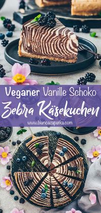 Veganer Zebra Käsekuchen (Schoko-Vanille Cheesecake)