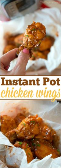 This is how you make tender and delicious pressure cooker frozen chicken wings in your Instant Pot! Makes a great appetizer or dinner in your Instant Pot using your favorite barbecue sauce. Wings are the best finger food we say and with this trick you can make them often. From freezer to dinner in less than 30 minutes! #instantpot #pressurecooker #chicken #wings #frozen #meat #time #cook via @thetypicalmom