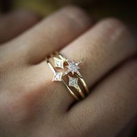 14k gold starburst diamond ring / diamond cluster ring /