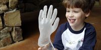 glove waving on glass with rhett