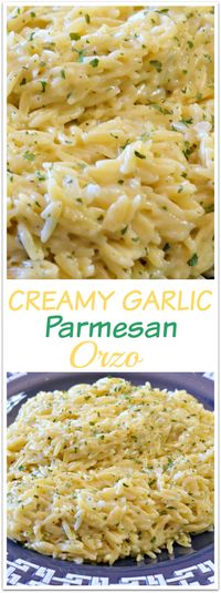 An UN-Believably Amazing Garlic Parmesan Orzo recipe that will rock your world! #orzo #garlic #happilyunprocessed