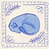 Sleeping dog delft style tile design