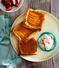 Mango galettes with berry fool