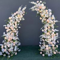 Luxury Wedding Background Props Trumpet Arch Artificial Moon Shape Flower Arrangement Party Arch