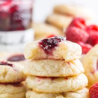 5-Ingredient Raspberry Cheesecake Thumbprint Cookies - Baker by Nature